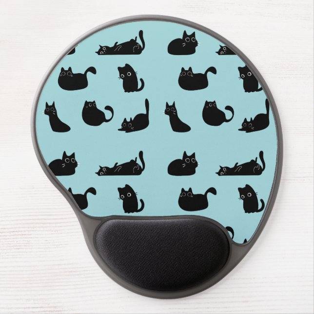 Black Cats Pattern Gel Mouse Pad (Front)