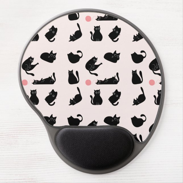 Black Cats Pattern Gel Mouse Pad (Front)