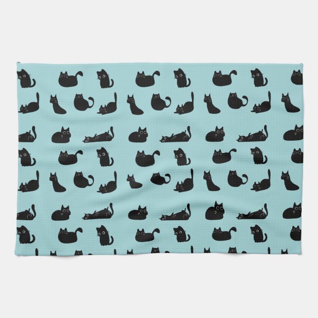  Black Cats Pattern Kitchen Towel (Horizontal)