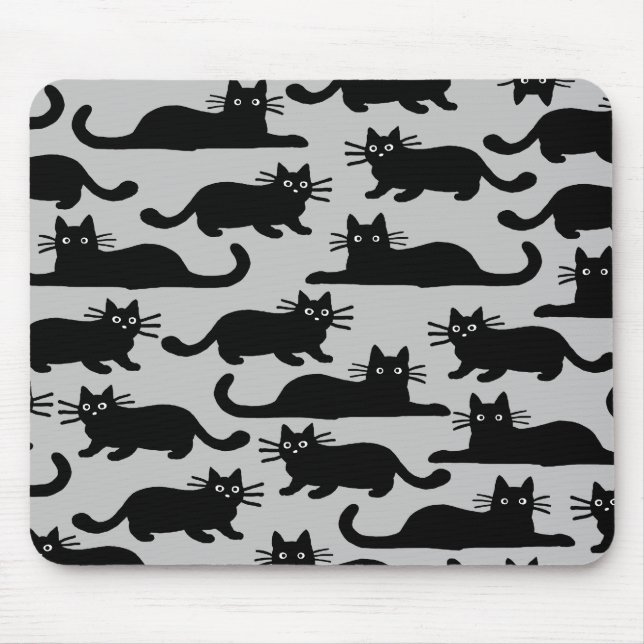Black Cats Pattern Mouse Pad (Front)