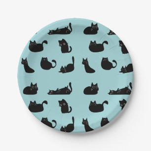 Black Cats Pattern Paper Plates