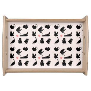 Black Cats Pattern Serving Tray