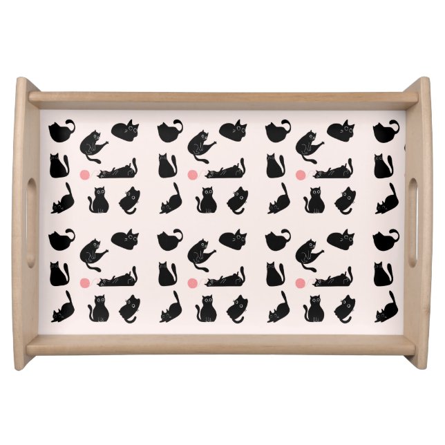 Black Cats Pattern Serving Tray (Front)