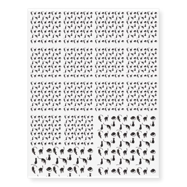 Black cats pattern temporary tattoos (Front)