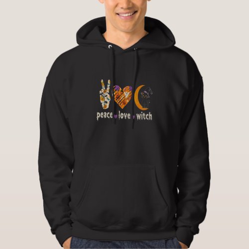 Black Cats Peace Love Witch Haloween Hoodie