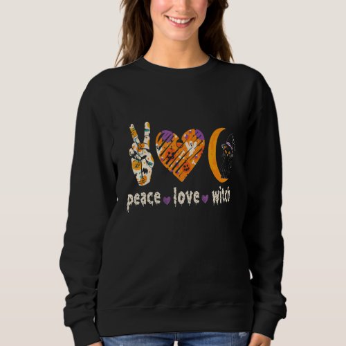 Black Cats Peace Love Witch Haloween Sweatshirt