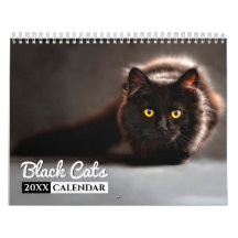 Black Cat Calendar 2025: 12 Month Wall Calendar, Large 18x12 Inches, Multicolor