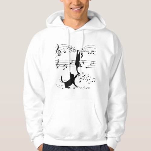 Black Cats Playing With Music Note Cat Lover Desig Hoodie