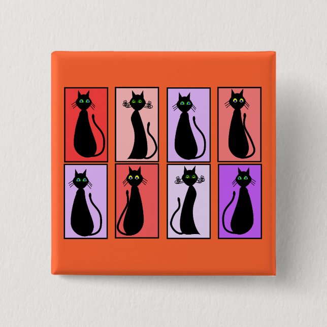 Black Cats Pop Art Gifts Button (Front)