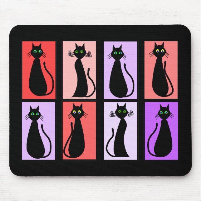 Black Cats Pop Art Gifts Mouse Pad (Front)