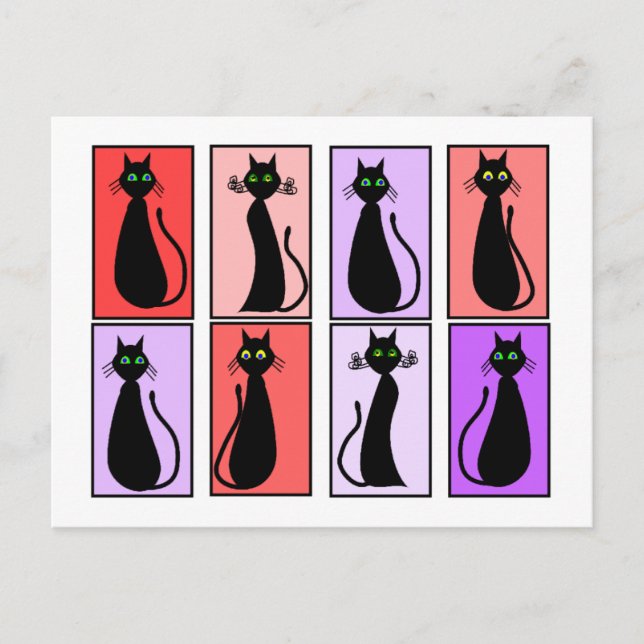 Black Cats Pop Art Gifts Postcard (Front)