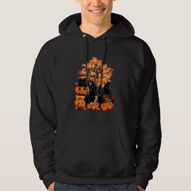 Black Cats Pumpkin Autumn Halloween Costume For Ca Hoodie (Front)