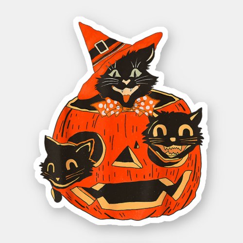 Black Cats Pumpkin Carved Jack O Lantern Halloween Sticker