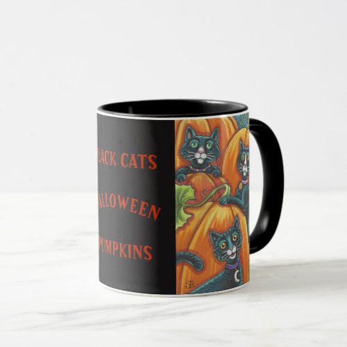 Black Cats Pumpkin Patch HALLOWEEN MUG Customize