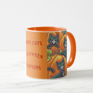 Black Cats Pumpkin Patch HALLOWEEN MUG *Customize