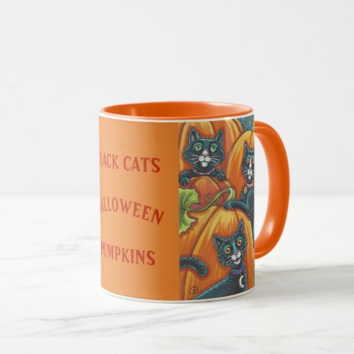 Black Cats Pumpkin Patch HALLOWEEN MUG Customize