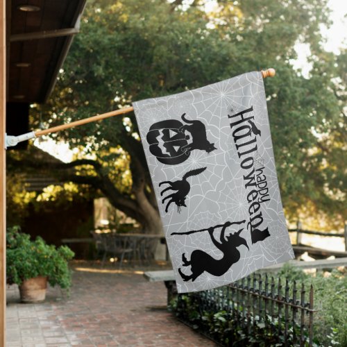 Black Cats Pumpkin  Sorcerer Halloween House Flag