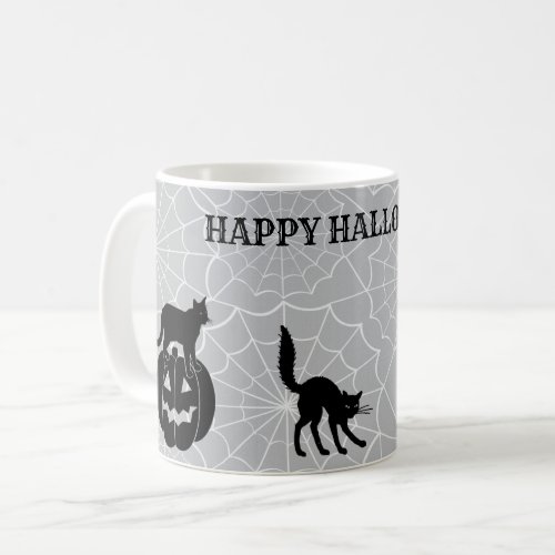 Black Cats Pumpkin Sorcerer Halloween Mug