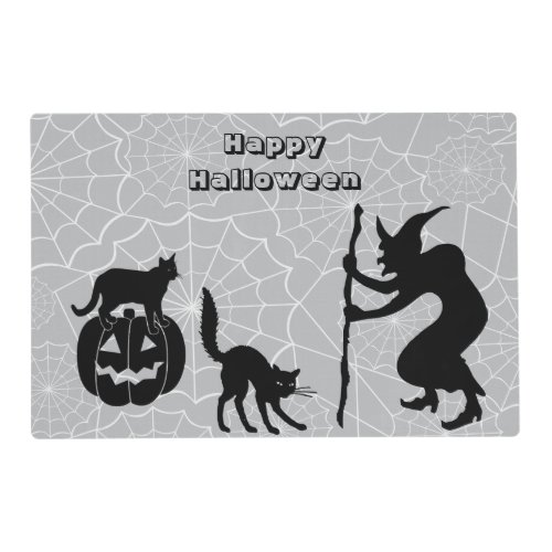Black Cats Pumpkin Sorcerer Halloween Placemat
