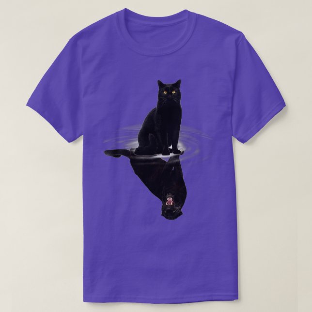 Black Cats Reflection Gift Cat Lovers Cute Black T T-Shirt (Design Front)