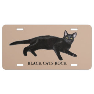 Black Cats Rock License Plate