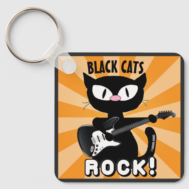 BLACK CATS ROCK! Personalized keychain (Front)