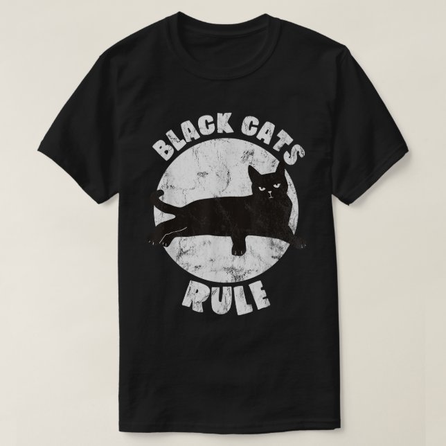 Black Cats Rule Dad Kitty Daddy Cat Mom Christmas  T-Shirt (Design Front)