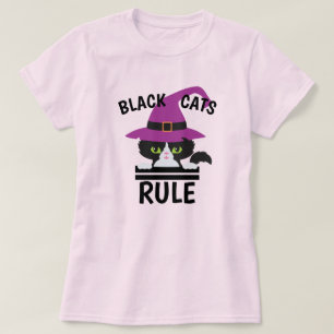 Black Cats Rule Halloween Shirt - Funny Witch Tee