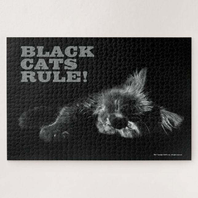 Black Cats Rule - Sleepy Hello Darkness Jigsaw Puzzle (Horizontal)