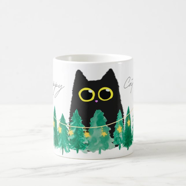 Black Cats Rule! Whiskers & Christmas Cheer! Coffee Mug (Center)