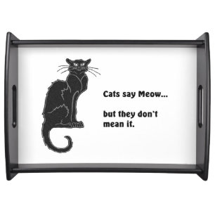Black "Cats Say Meow..." Serving Tray
