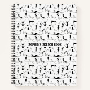 Black Cats Seamless Pattern Custom Sketch Book