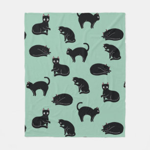 Black Cats Seamless Pattern Fleece Blanket