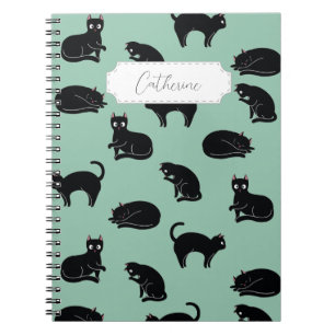Black Cats Seamless Pattern Notebook