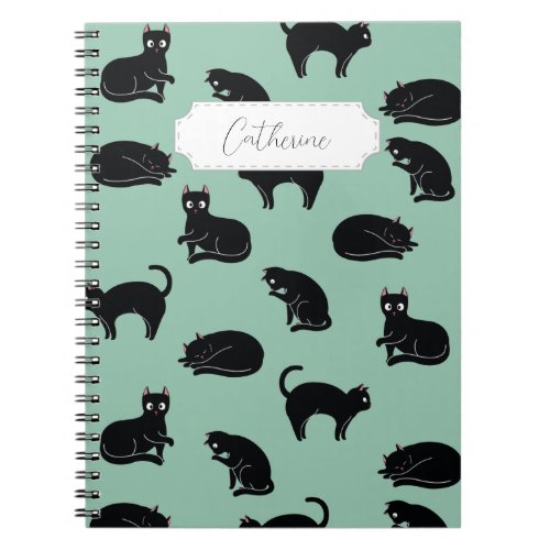 Black Cats Seamless Pattern Notebook