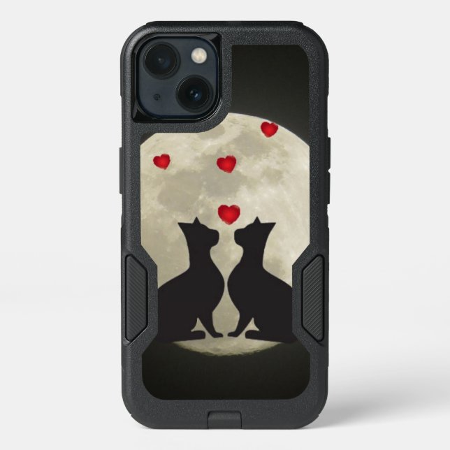 Black Cats Silhouette in the Moon Otterbox iPhone Case (Back)
