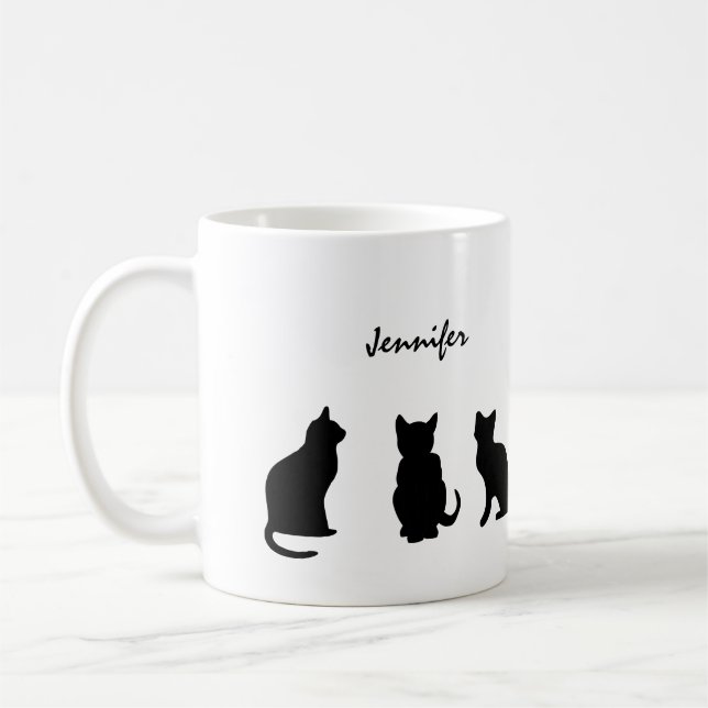 Black cats silhouettes personalized coffee mug (Left)