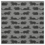 Black Cats | Spooky Cats| Cool Cats Patterned Grey Fabric