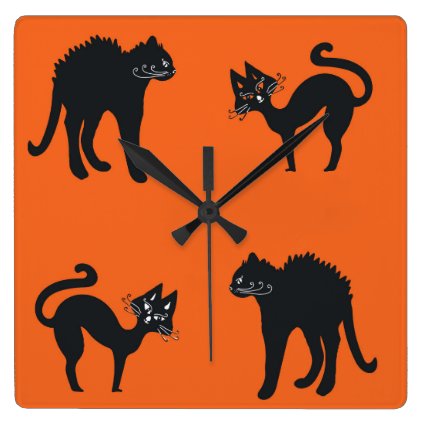 Black Cats Square Wall Clock