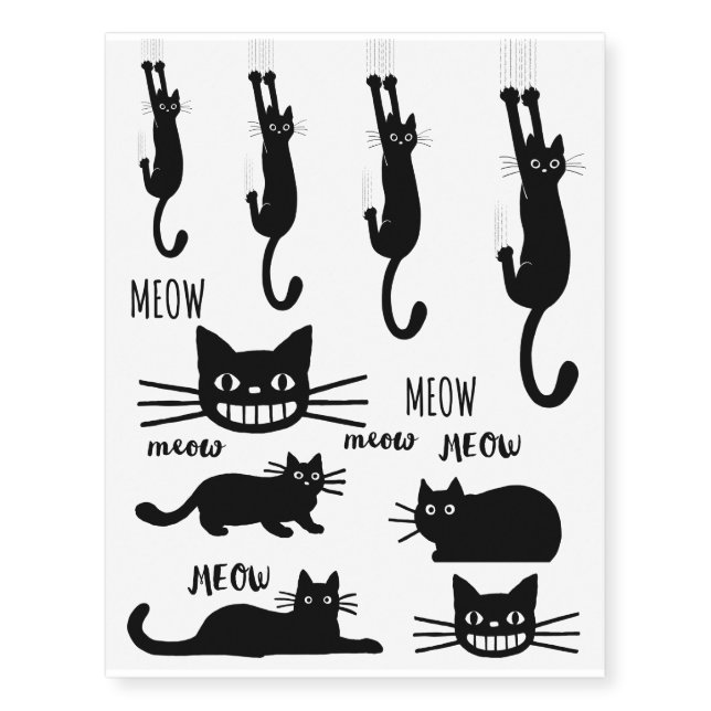 Black Cats Temporary Tattoos (Front)