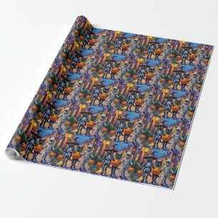 Black Cats Trick-or-Treating in Halloween Costumes Wrapping Paper