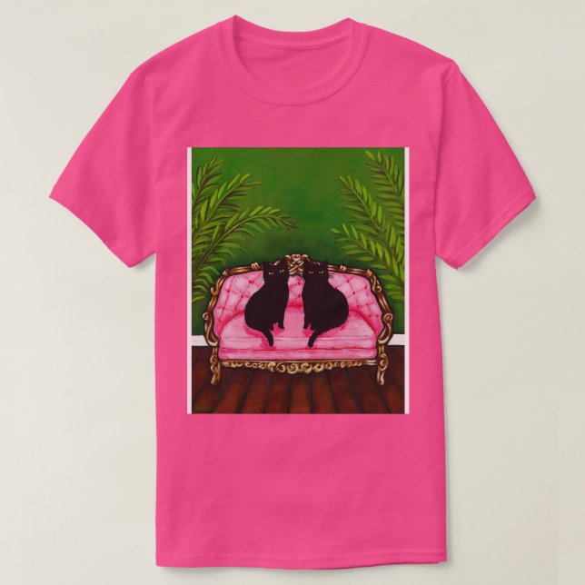 Black Cats Vintage Settee T-Shirt (Design Front)
