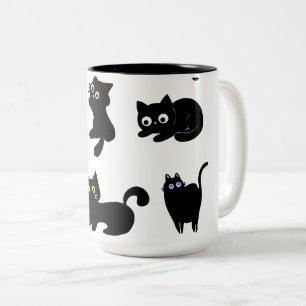 Black Cats Vinyl Sticker Cute Cat Two-Tone Coffee Mug