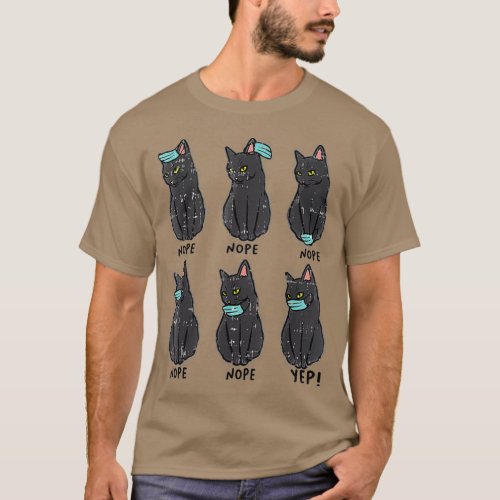 Black Cats Wearing A Face Mask Funny Cats Breed T_Shirt