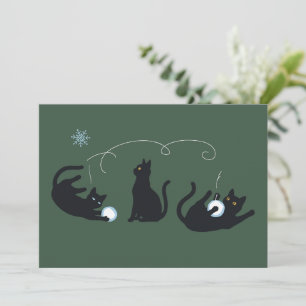 Black Cats Winter Cute Christmas Winter Holiday Card