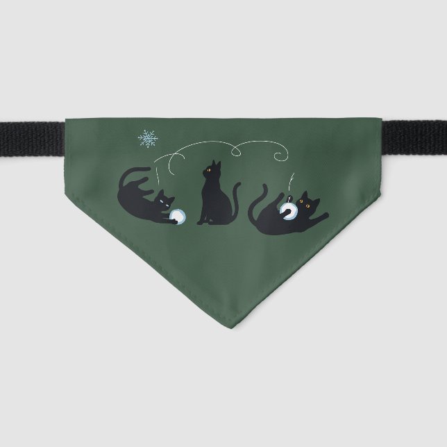 Black Cats Winter Cute Christmas Winter  Pet Bandana Collar (Front)