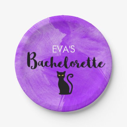 Black Cats Witchy Halloween Bachelorette Party Paper Plate