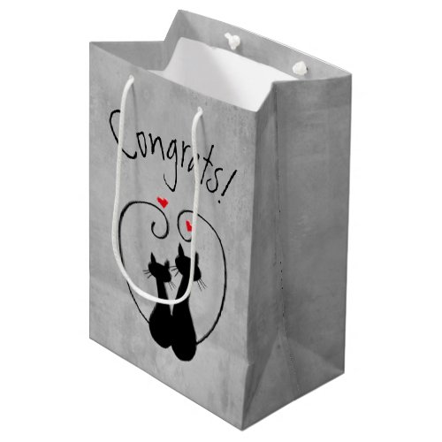 Black Cats with Hearts  Medium Gift Bag