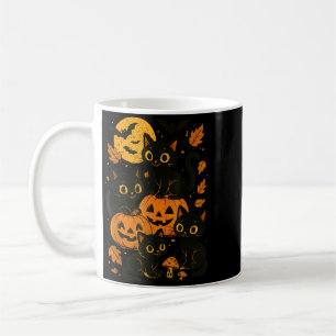 Black Cats With Jack O Lanterns Moon And Bats Coffee Mug