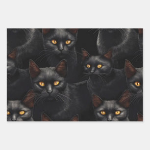 Black Cats Wrapping Paper Sheets